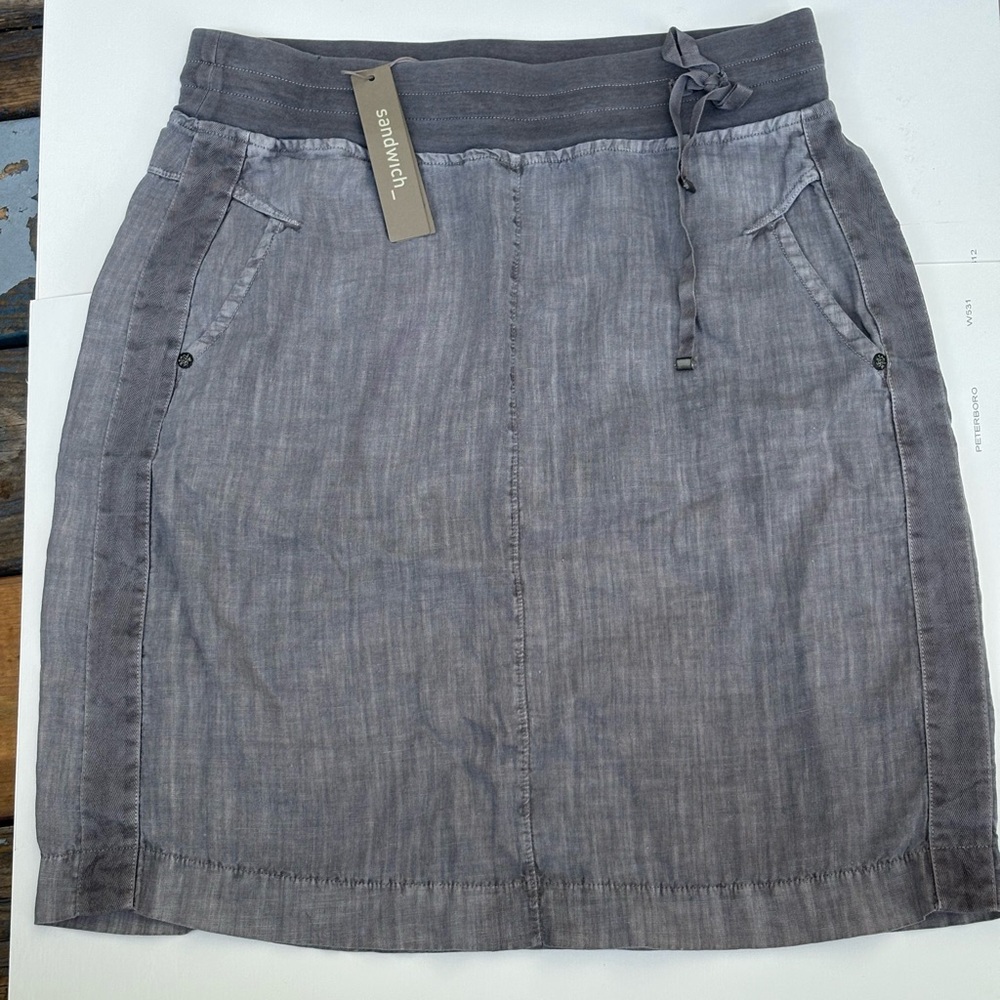 Sandwich NWT Grey Linen Casual Spring Summer Mini Skirt